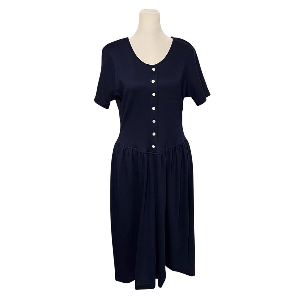 Lands End Navy Knit Midi Dress Size Medium P NWT